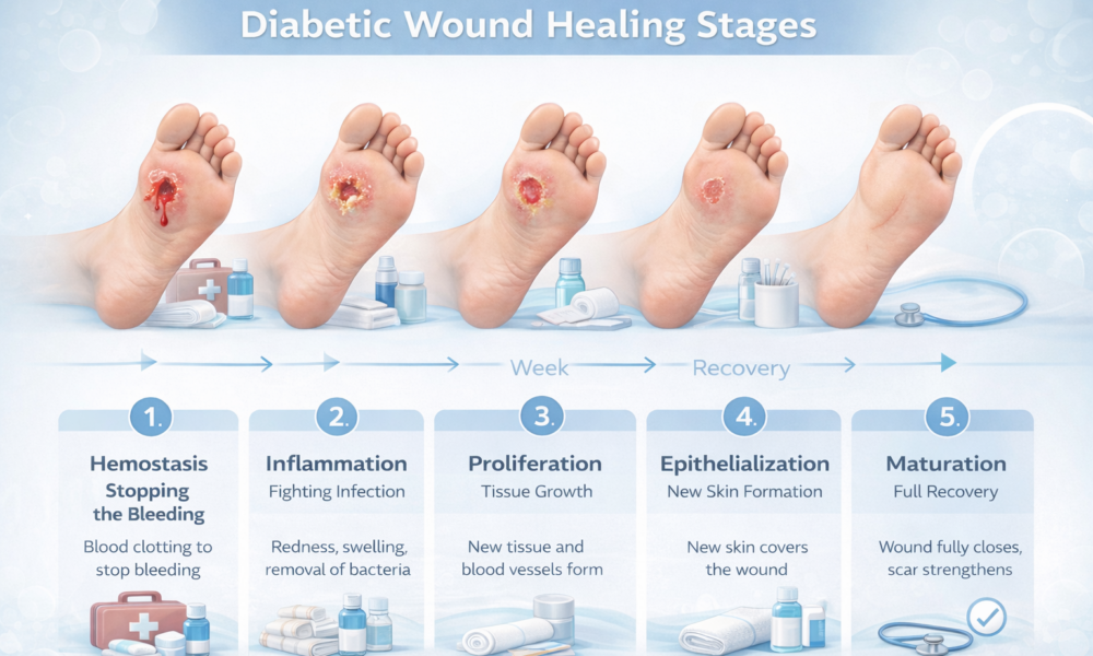 diabetic wound healing stages from injury to recovery